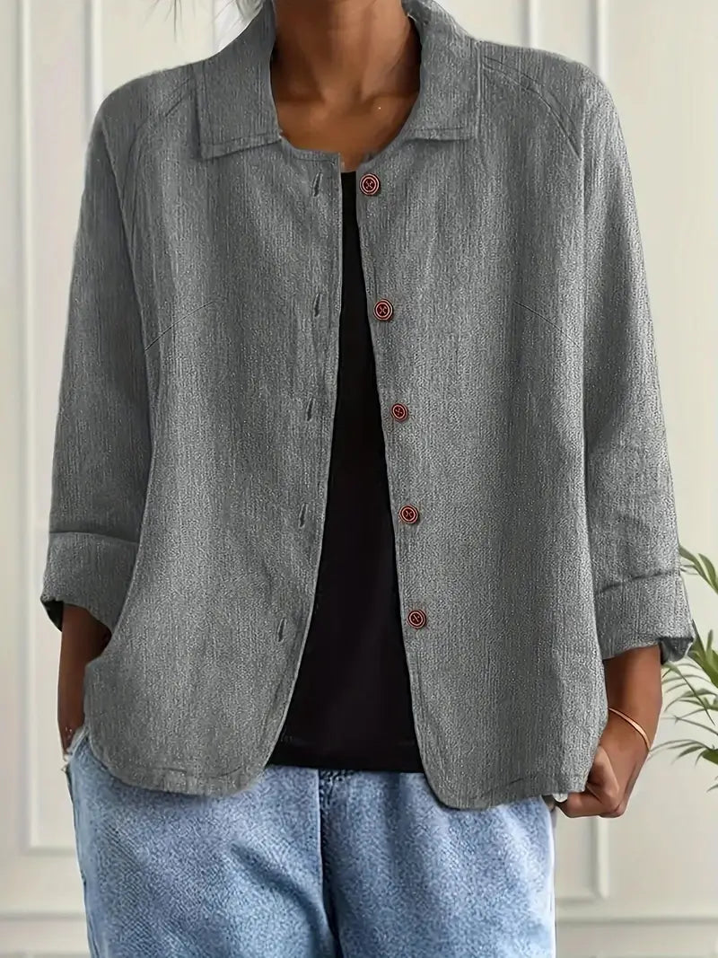 Denise | Women's Casual Collared Button-Up Linen Shirt