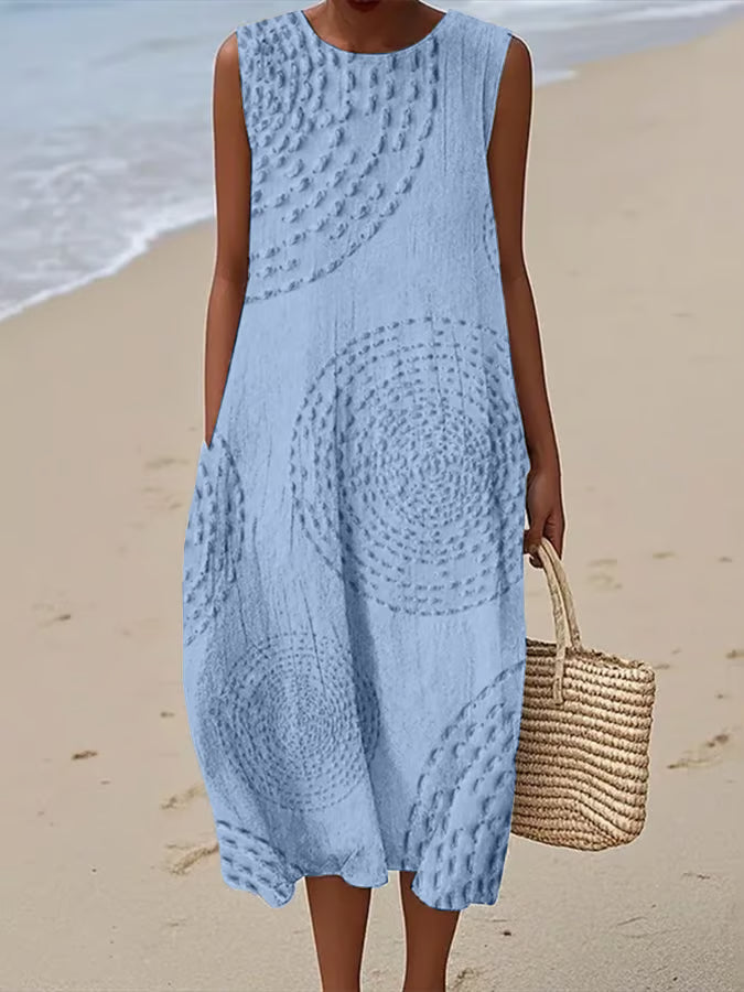 Mireya | Women's Textured Sleeveless Beach Midi Dress