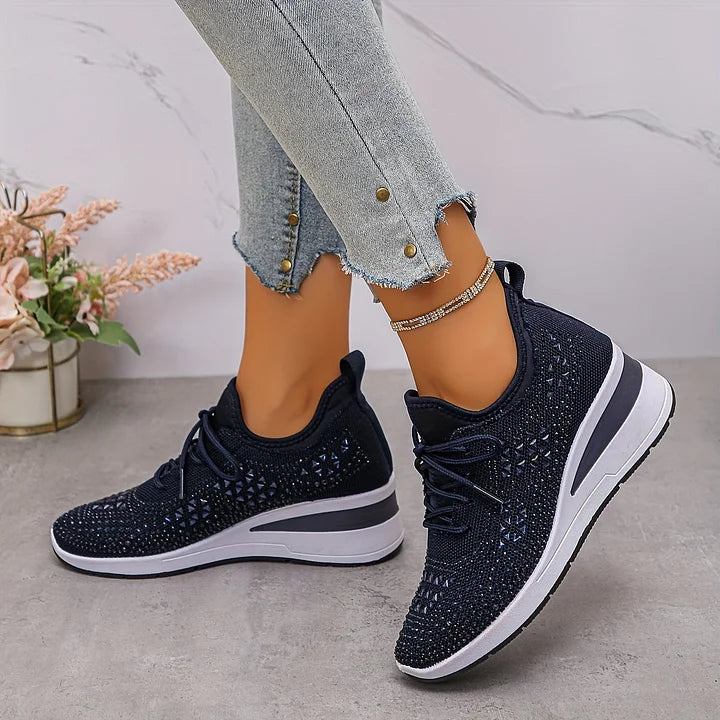 Embla | Women's Embellished Knit Wedge Sneakers