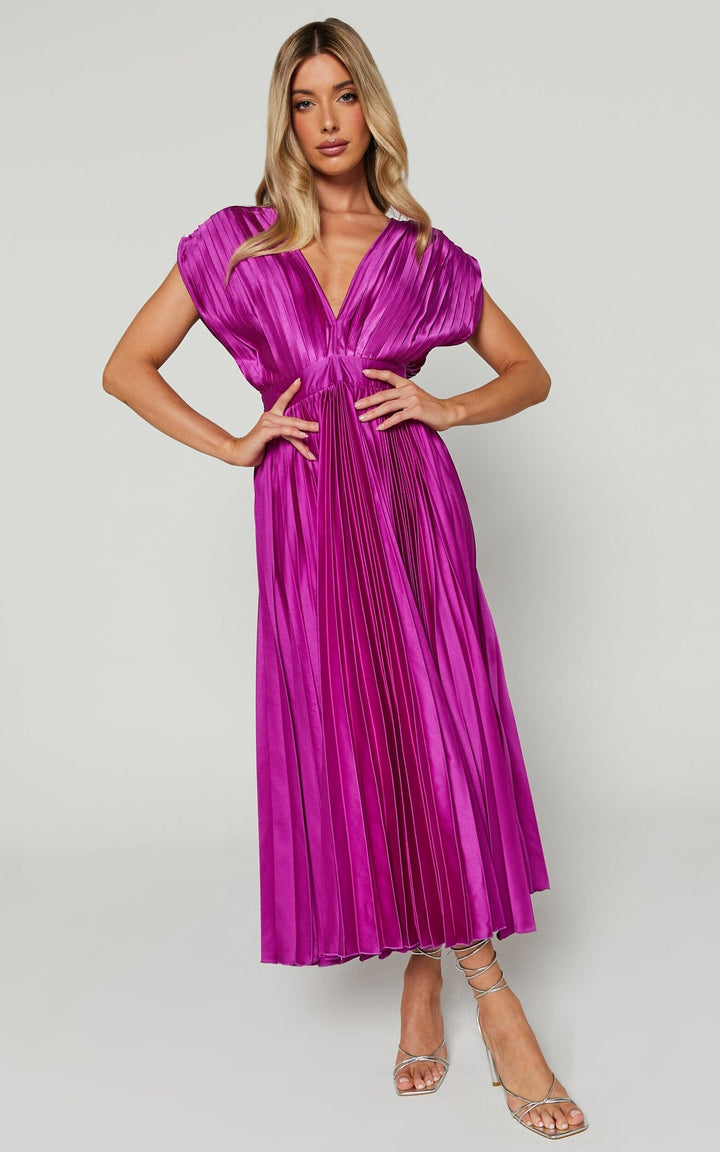 Callie | Women's Elegant Pleated Skirt Midi Dress
