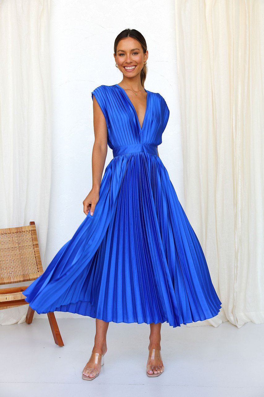 Callie | Women's Elegant Pleated Skirt Midi Dress