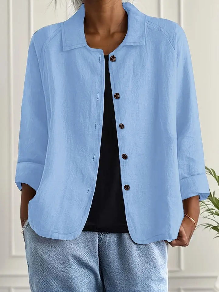 Denise | Women's Casual Collared Button-Up Linen Shirt
