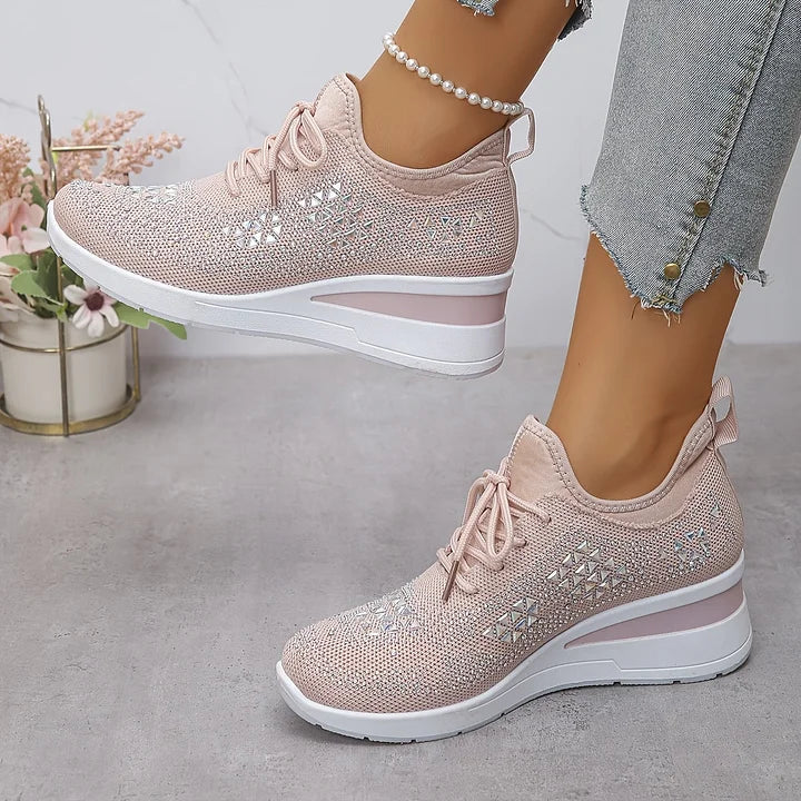 Embla | Women's Embellished Knit Wedge Sneakers