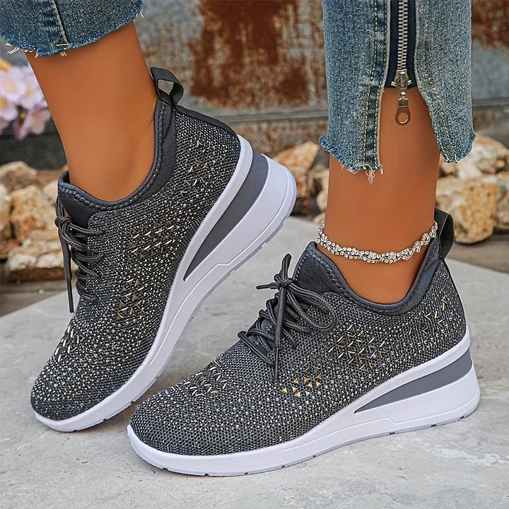 Embla | Women's Embellished Knit Wedge Sneakers