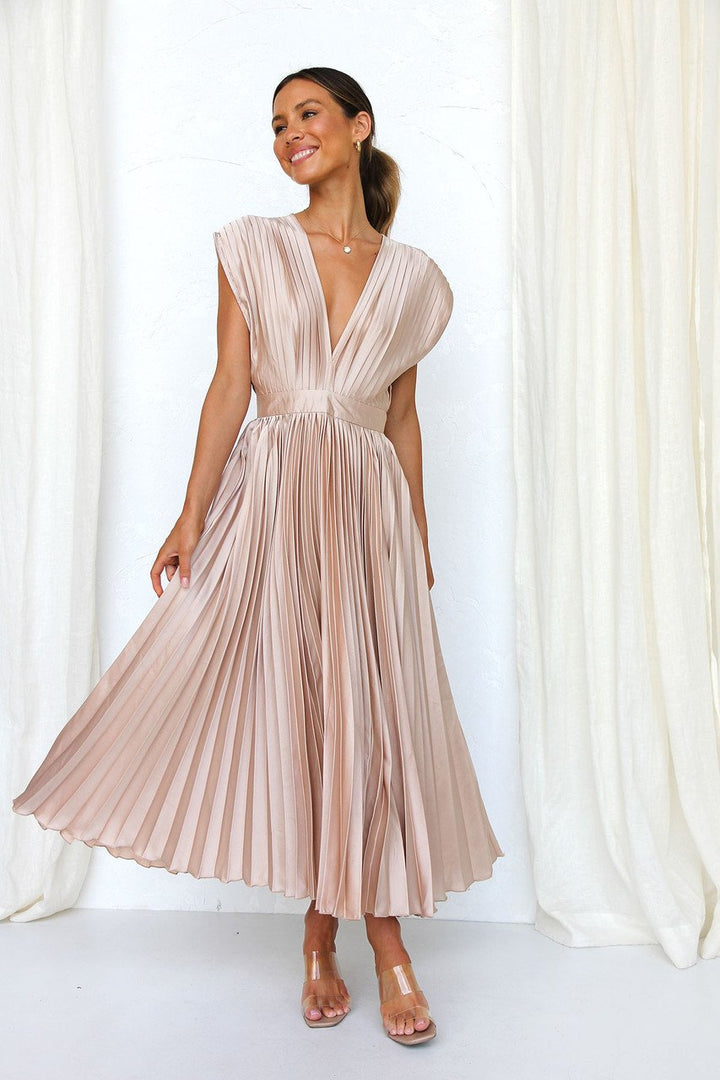 Callie | Women's Elegant Pleated Skirt Midi Dress