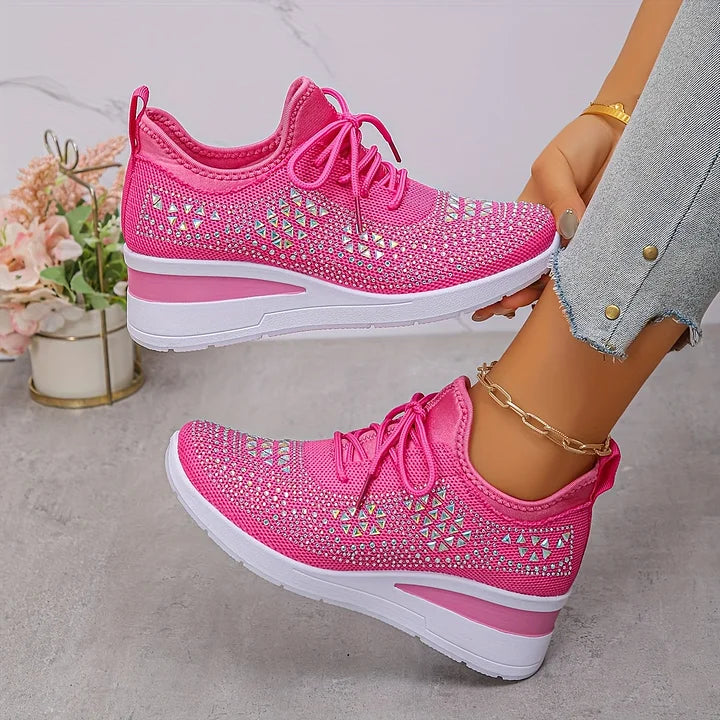 Embla | Women's Embellished Knit Wedge Sneakers
