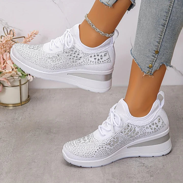 Embla | Women's Embellished Knit Wedge Sneakers