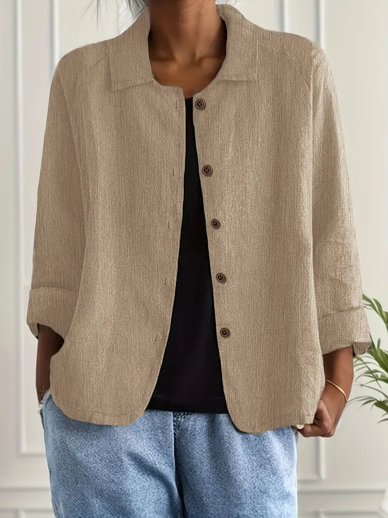 Denise | Women's Casual Collared Button-Up Linen Shirt
