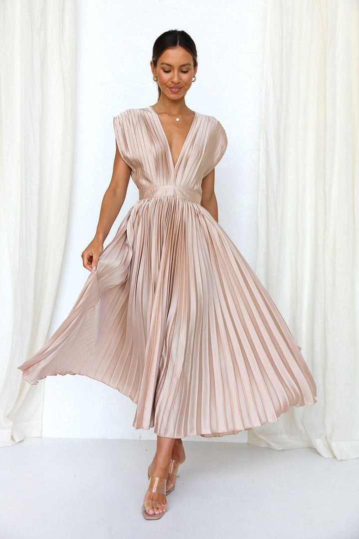 Callie | Women's Elegant Pleated Skirt Midi Dress