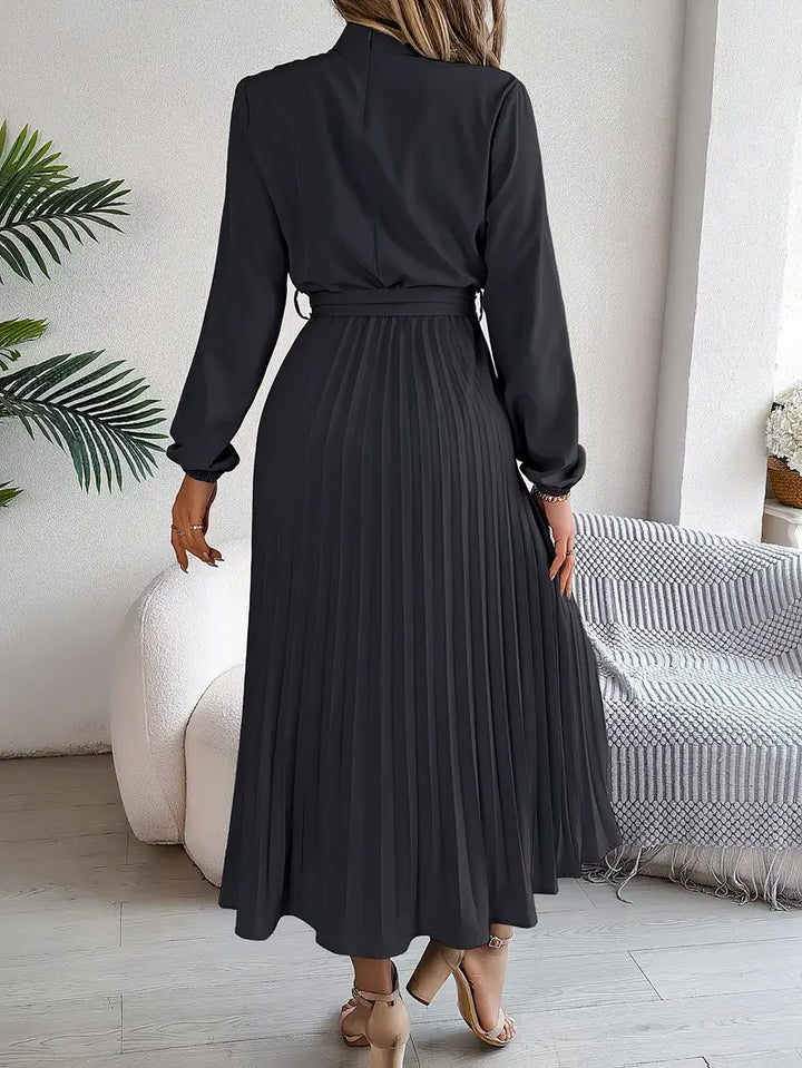 Cherry | Women's Elegant Long Sleeve Pleated Dress