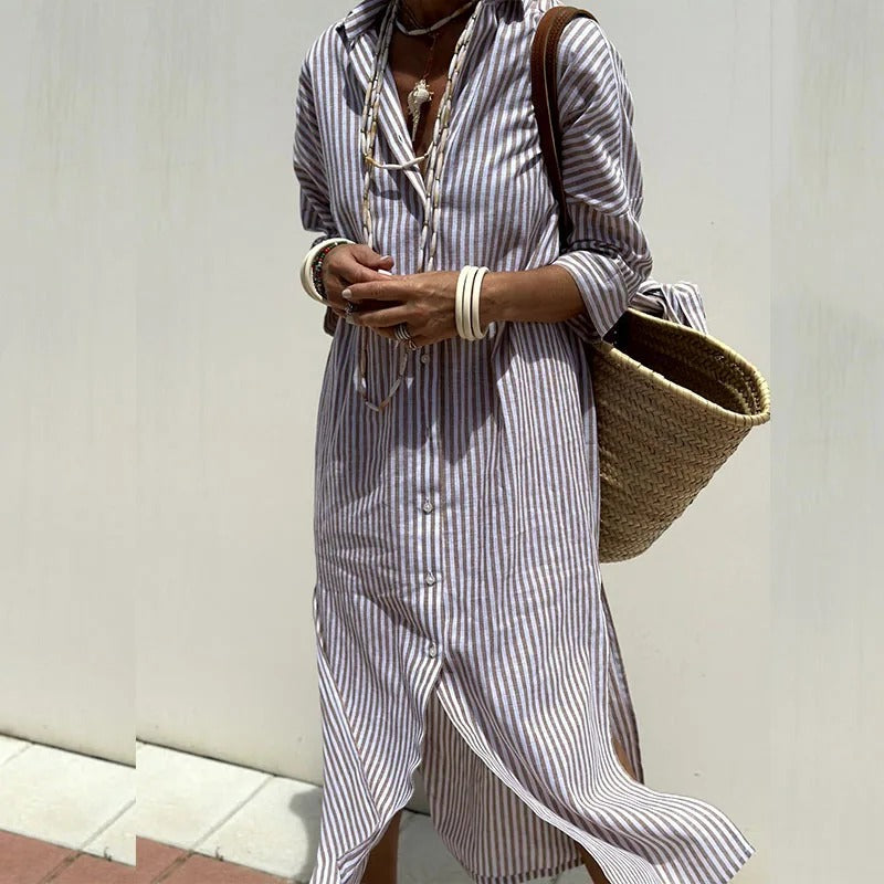 Briselle | Women's Striped Shirt Beach Dress