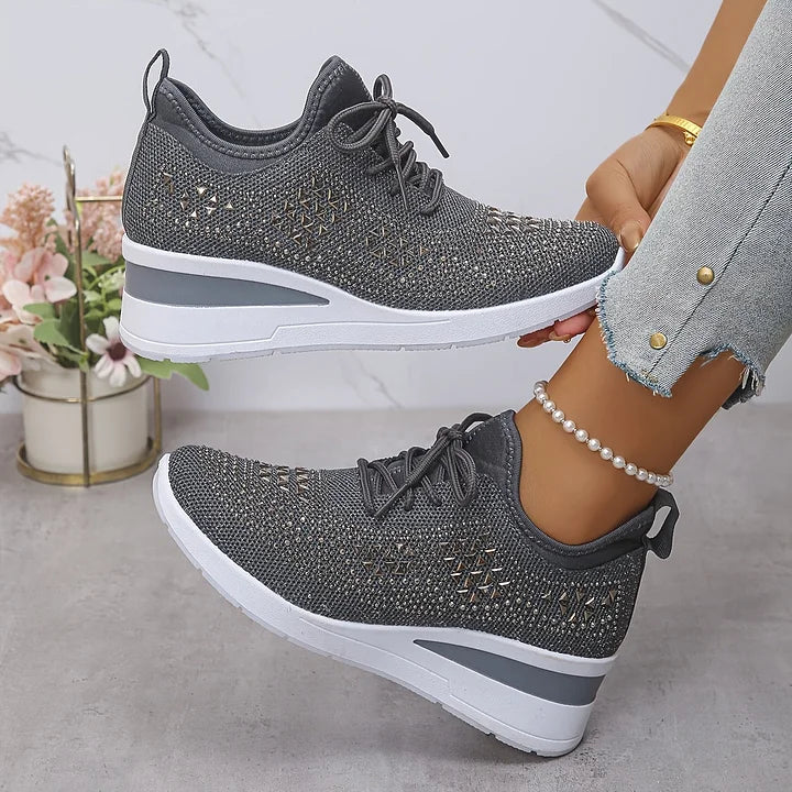 Embla | Women's Embellished Knit Wedge Sneakers