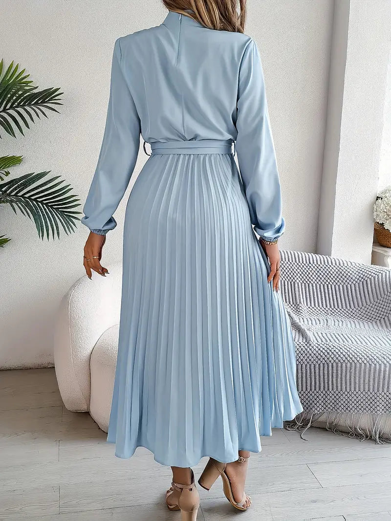 Cherry | Women's Elegant Long Sleeve Pleated Dress