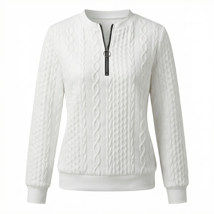 Bonnie | Women's Elegant Cable Knit Half-Zip Top