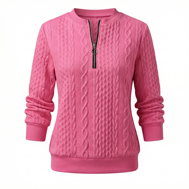 Bonnie | Women's Elegant Cable Knit Half-Zip Top