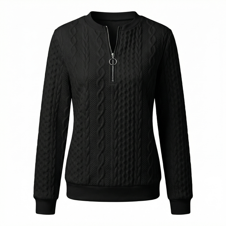 Bonnie | Women's Elegant Cable Knit Half-Zip Top