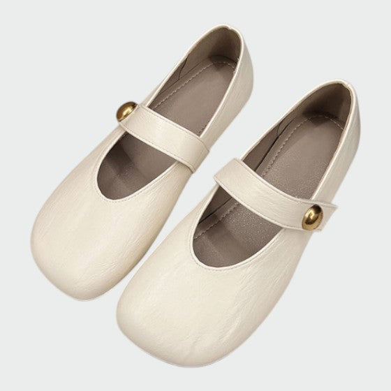 Morwenna | Women's Round Toe Button Strap Mary Jane Shoes