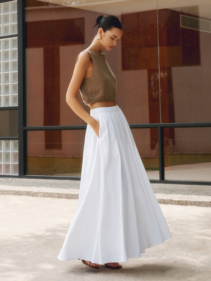 Yarelle | Women's High Waist Pleated Maxi Skirt