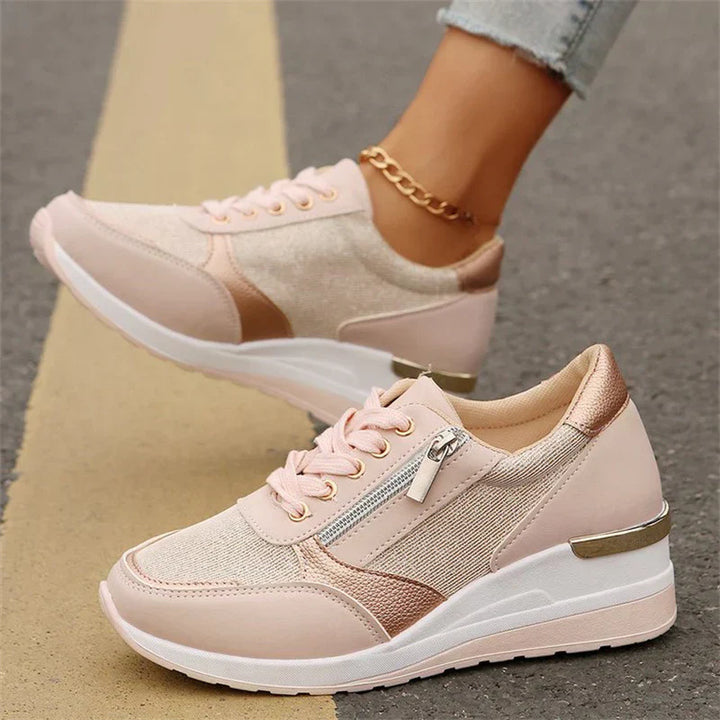 Arminel | Women's Panelled Lace-Up Wedge Trainers
