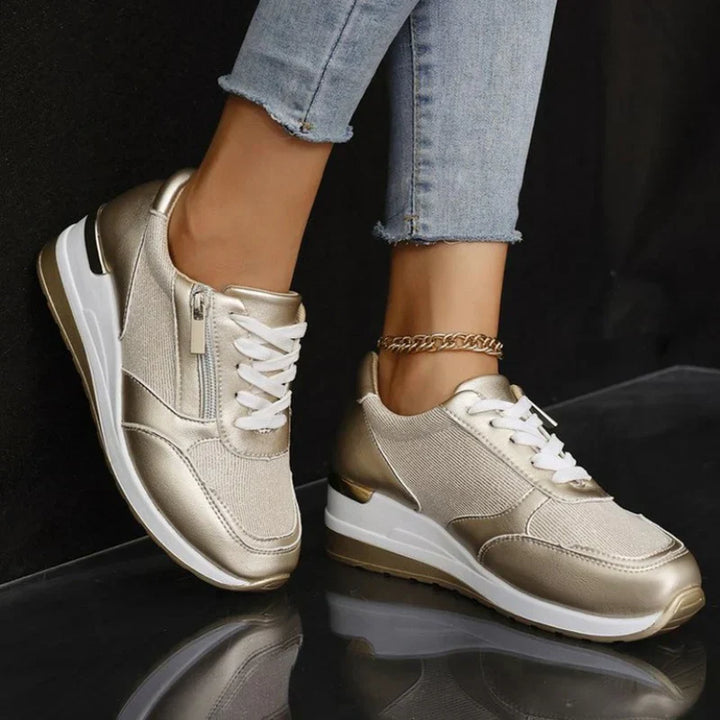 Arminel | Women's Panelled Lace-Up Wedge Trainers