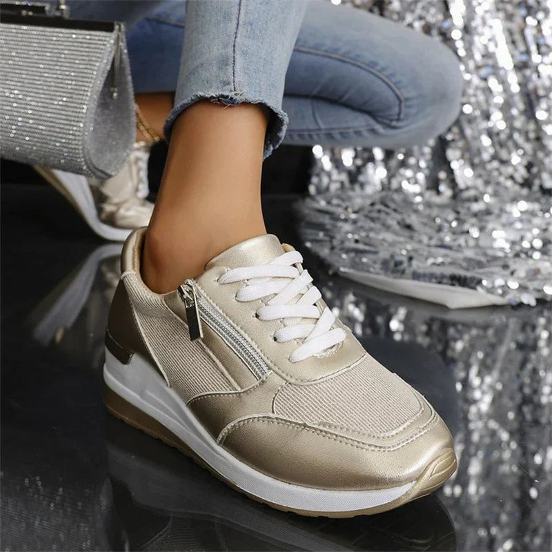 Arminel | Women's Panelled Lace-Up Wedge Trainers