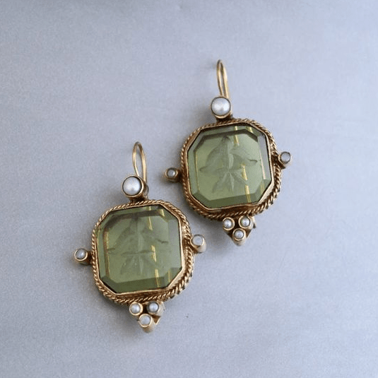 Ethel | Women's Vintage Green Gem Earrings