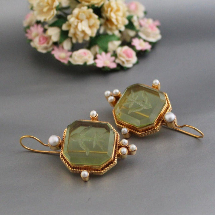 Ethel | Women's Vintage Green Gem Earrings